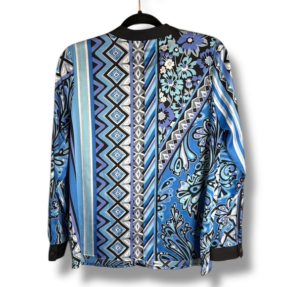 Bob Mackie Blue Button Down Blouse Size Medium - Picture 5 of 5